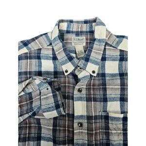 LL Bean Traditional Fit Plaid Heavy Flannel Shirt XL Tall Cotton Button Down